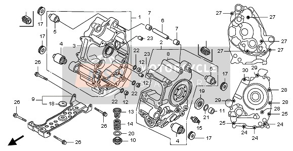 11011MCT941, Crankcase Set, L., Honda, 0